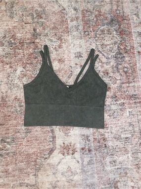 No Boundaries Olive Green Ribbed Crop Bralette